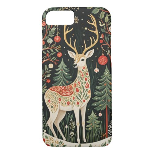 Midnight Forest Christmas Deer iPhone 87 Case