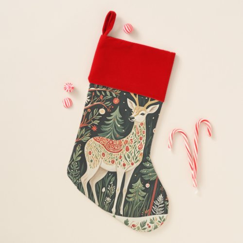 Midnight Forest Christmas Deer Christmas Stocking