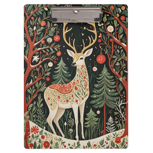 Midnight Forest Christmas Deer Clipboard