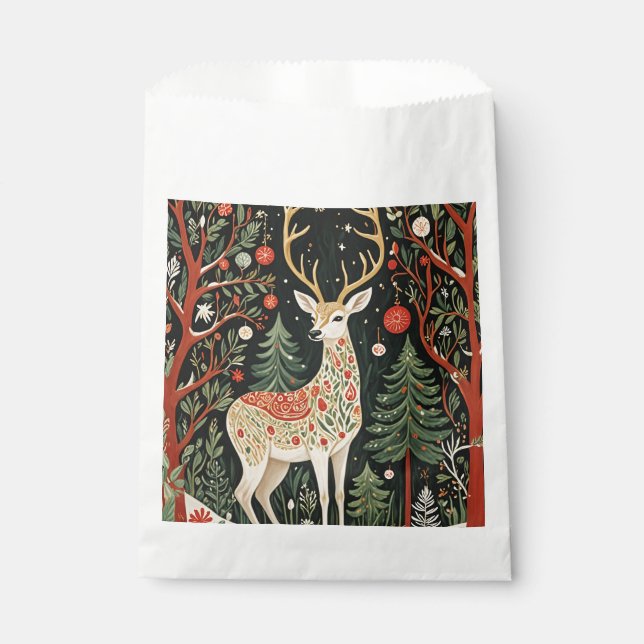 Midnight Forest Christmas Deer Favor Bag (Front)