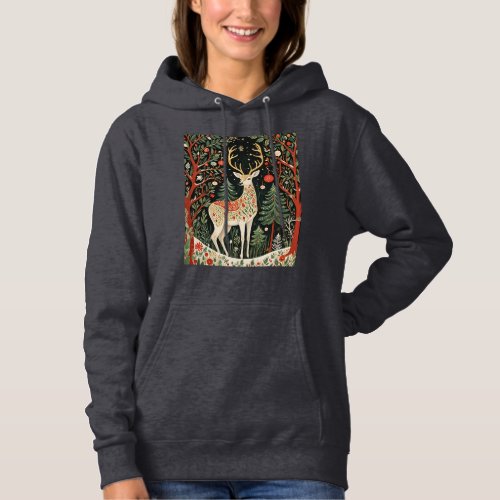 Midnight Forest Christmas Deer Hoodie