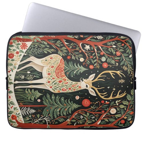 Midnight Forest Christmas Deer Laptop Sleeve