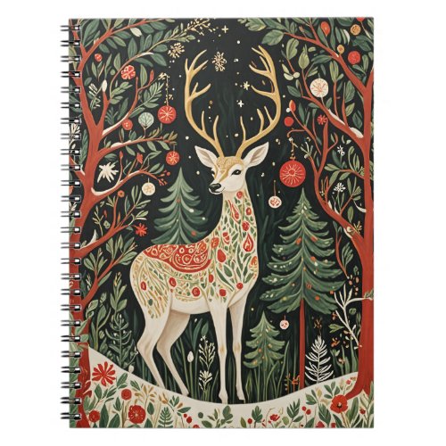 Midnight Forest Christmas Deer Notebook