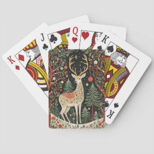 Midnight Forest Christmas Deer Poker Cards