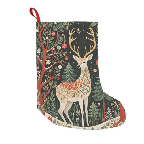 Midnight Forest Christmas Deer Small Christmas Stocking