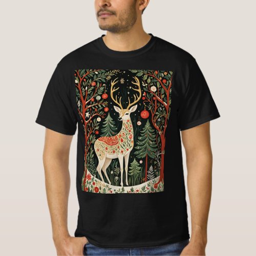 Midnight Forest Christmas Deer T_Shirt