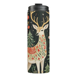 Midnight Forest Christmas Deer Thermal Tumbler