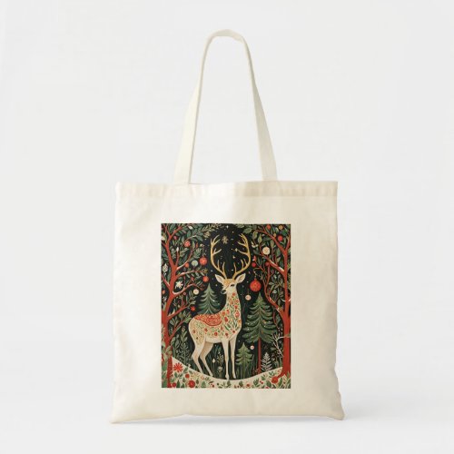 Midnight Forest Christmas Deer Tote Bag