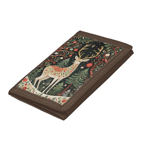 Midnight Forest Christmas Deer Trifold Wallet