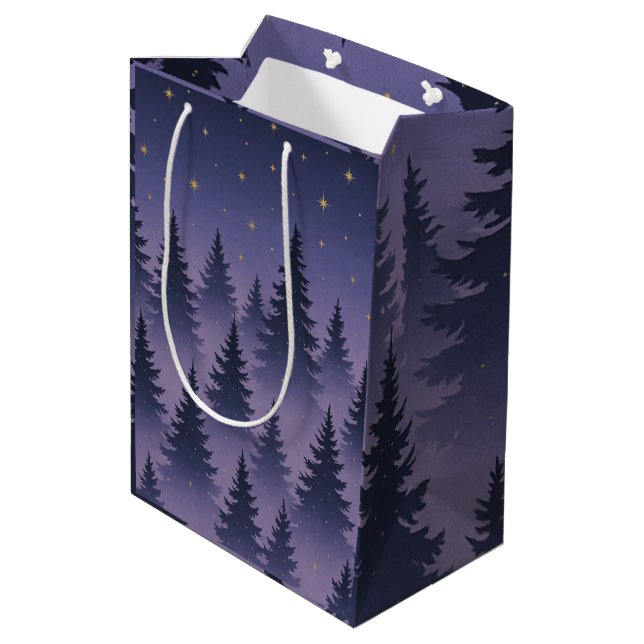 Midnight Forest Gift Bag – Starry Night Pine Tree  (Back Angled)