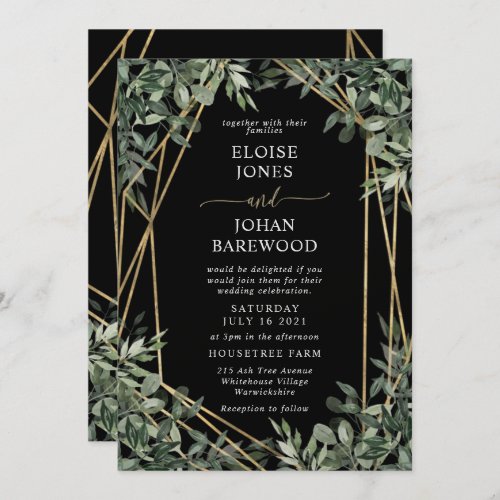 Midnight forest Gilded Frame Invitation