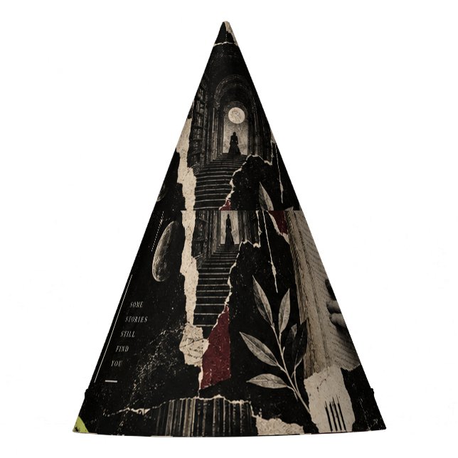 Midnight Fragments – Gothic Editorial Pattern Party Hat (Front)