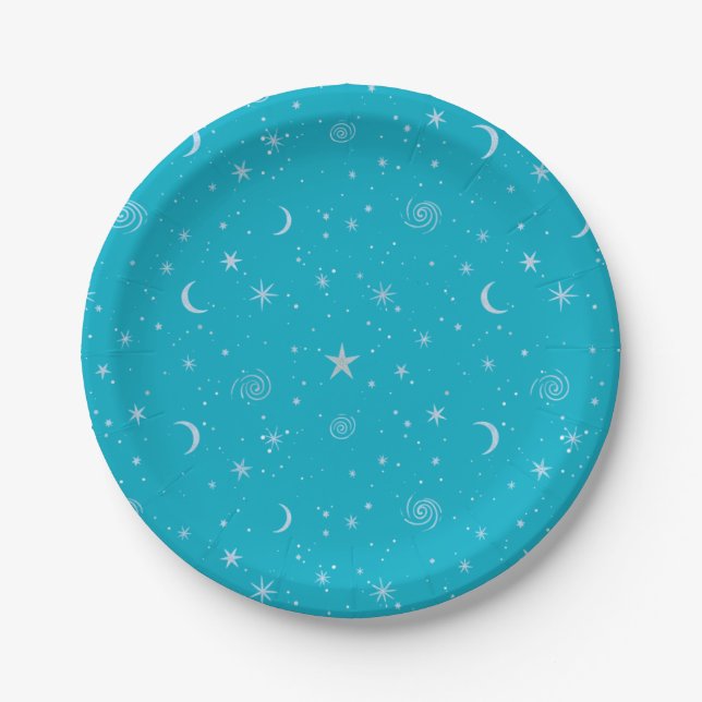 Midnight Galaxy Celestial Paper Plates (Front)
