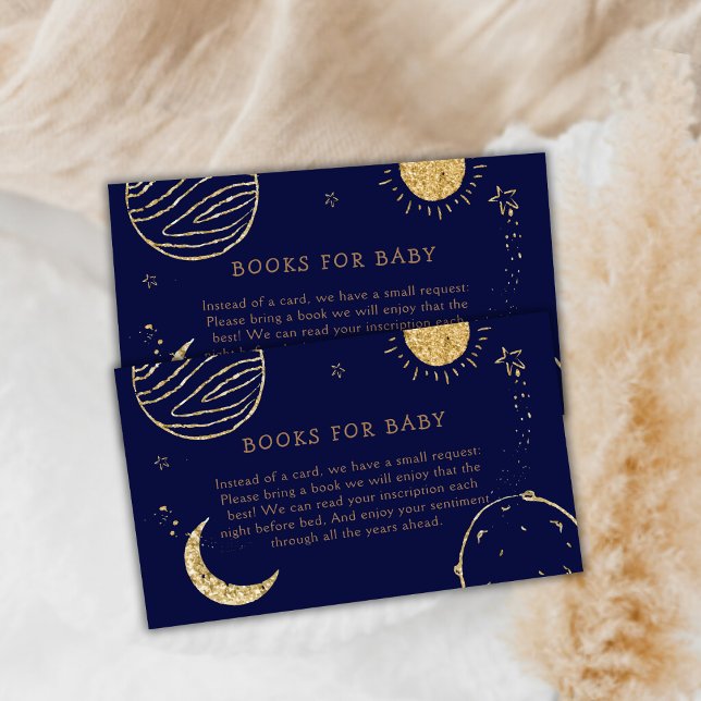 Midnight Galaxy Moon Star Books For Baby Shower  Enclosure Card (Midnight Galaxy Moon Star Books For Baby Shower Enclosure Card)