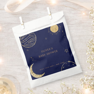 Midnight Galaxy Moon Star Boy Baby Shower  Favor Bag