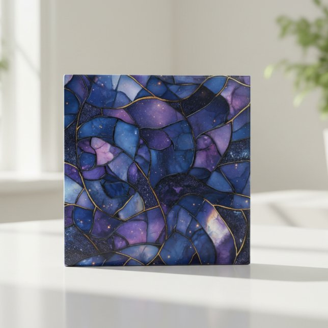 Midnight Galaxy Stained Glass Mosaic Ceramic Tile (Creator Uploaded)
