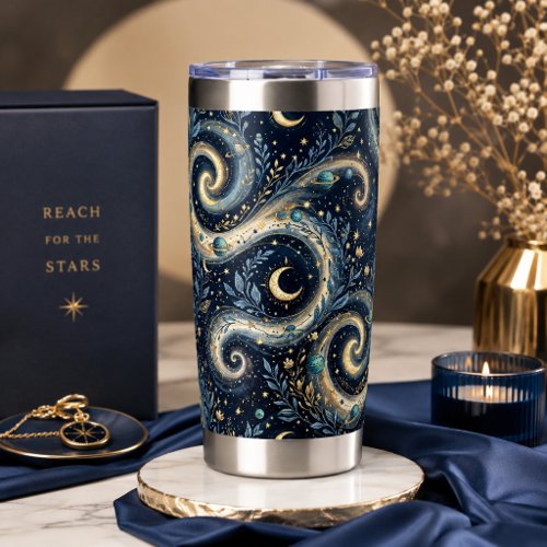 Midnight Galaxy with Cosmic Swirls Insulated Tumbler