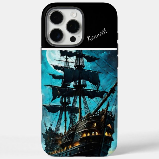 Midnight Galleon Under Full Moon Case-Mate iPhone Case (Back)