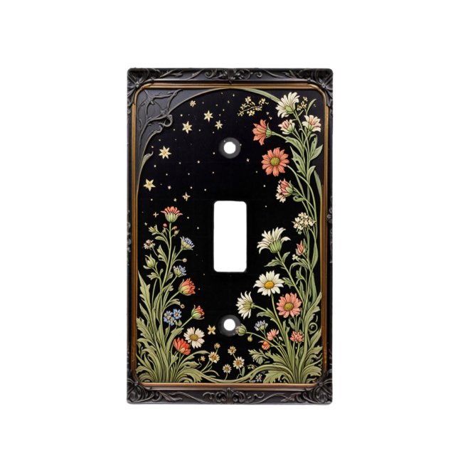 Midnight Garden Black Single Toggle Light Switch Cover (Front)