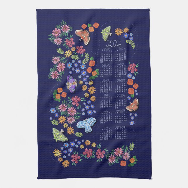 Midnight Garden Calendar Towel (Vertical)