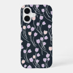 Midnight Garden Dark Navy &amp; Lilac Sketchy Floral iPhone 16 Case
