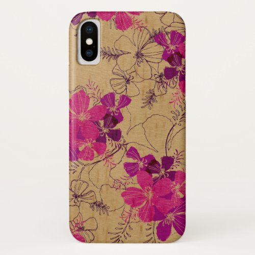Midnight Garden Hawaiian Faux Wood iPhone X Case