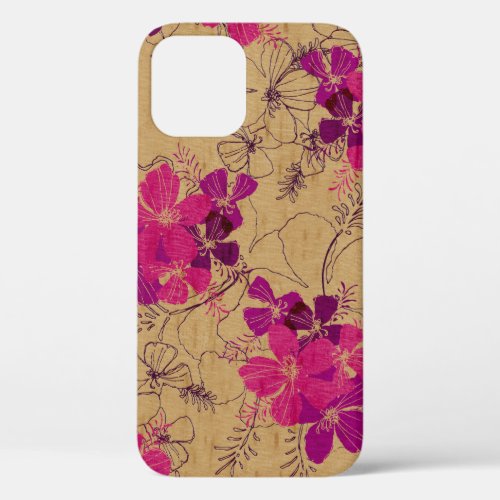 Midnight Garden Hawaiian Faux Wood Pink iPhone 12 Pro Case