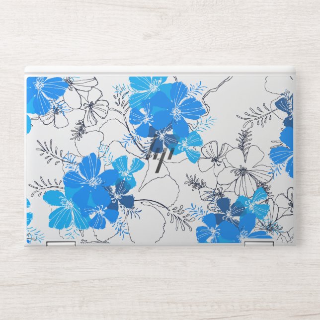Midnight Garden Hawaiian Hibiscus Blue HP Laptop Skin (Front)