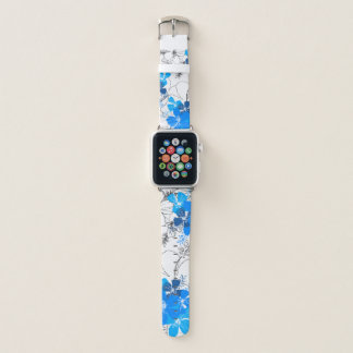 Midnight Garden Hawaiian Hibiscus Floral Blue Apple Watch Band