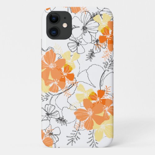 Midnight Garden Hawaiian Hibiscus Floral Papaya iPhone 11 Case