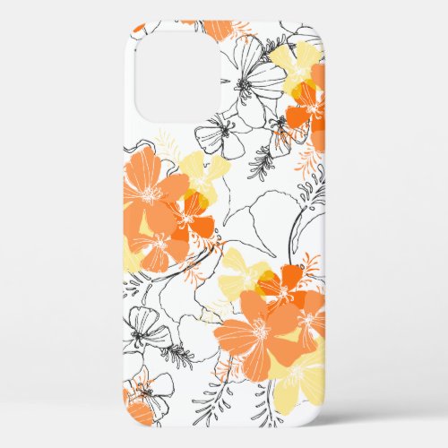 Midnight Garden Hawaiian Hibiscus Floral Papaya iPhone 12 Pro Case