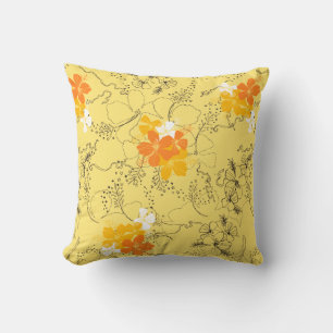 Midnight Garden Hawaiian Hibiscus Floral Throw Pillow
