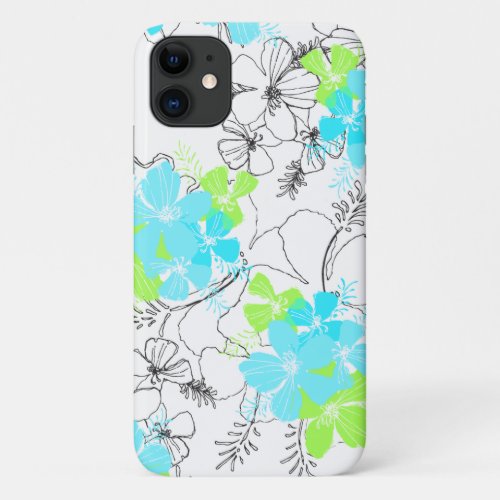 Midnight Garden Hawaiian Hibiscus Floral Turq iPhone 11 Case