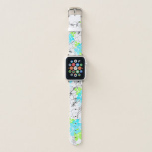 Midnight Garden Hawaiian Hibiscus Floral Turquoise Apple Watch Band