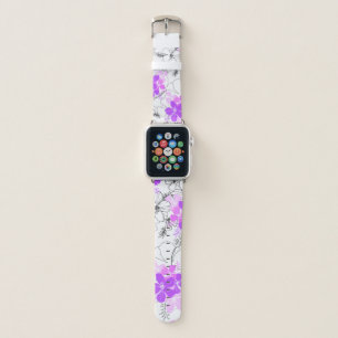 Midnight Garden Hawaiian Hibiscus Floral Violet Apple Watch Band