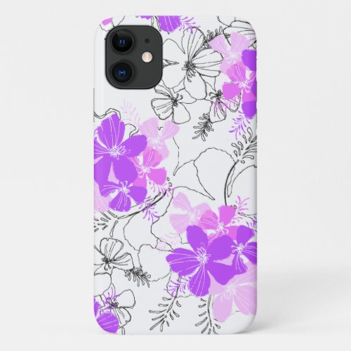 Midnight Garden Hawaiian Hibiscus Floral Violet iPhone 11 Case