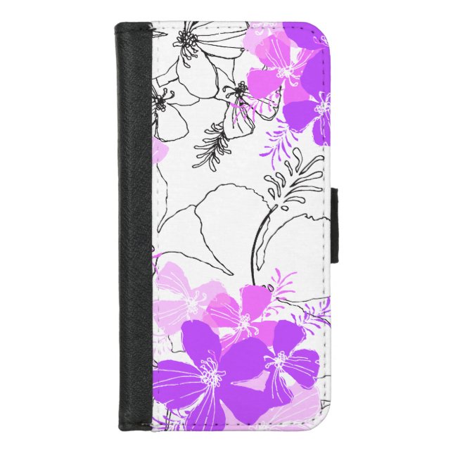 Midnight Garden Hawaiian Hibiscus  iPhone Wallet Case (Front)