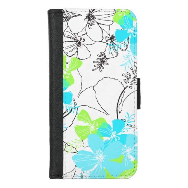 Midnight Garden Hawaiian Hibiscus  iPhone Wallet Case (Front)