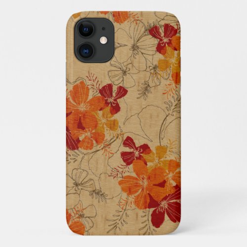 Midnight Garden Hawaiian Red Faux Wood iPhone 11 Case