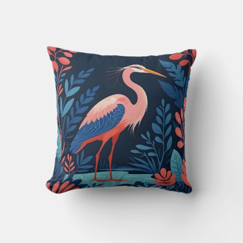 midnight garden heron pillow
