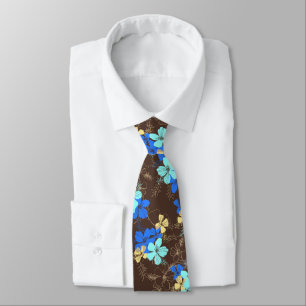 Midnight Garden Hibiscus Floral Two-sided Printed Neck Tie