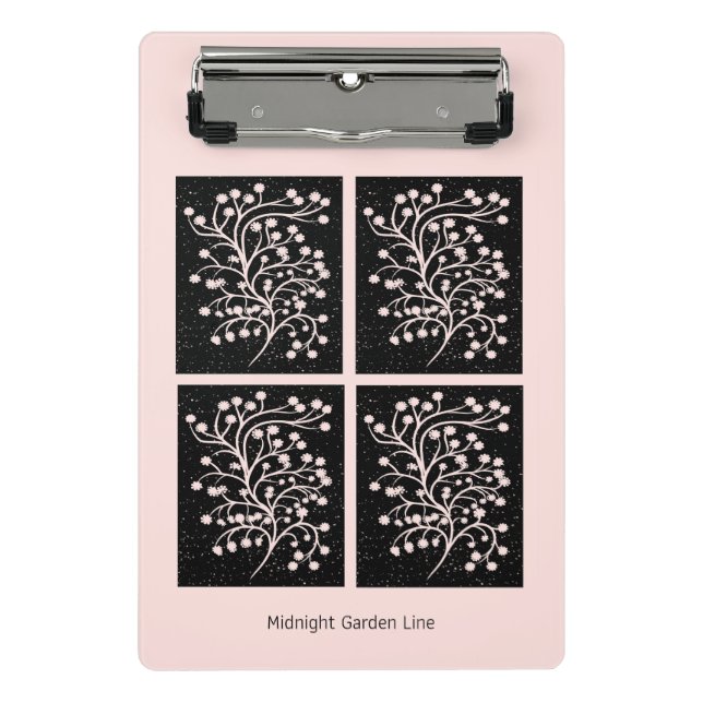 Midnight Garden Line Soft Pink Mini Clipboard (Front)
