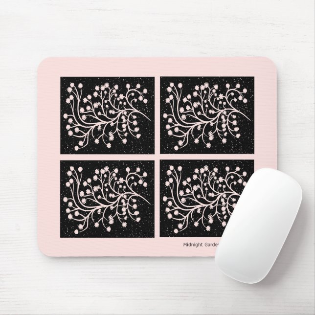 Midnight Garden Line Soft Pink Mouse Pad (With Mouse)