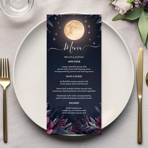 Midnight Garden Moon Wedding Menu