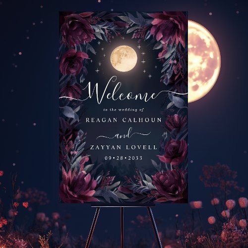 Midnight Garden Moon Wedding Welcome Foam Board