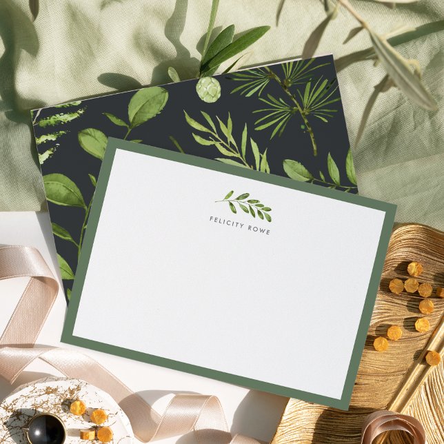 Midnight Garden Personalized Stationery Flat Card (Creator Uploaded)