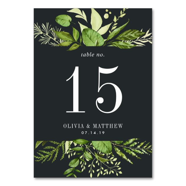 Midnight Garden | Personalized Table Number Card