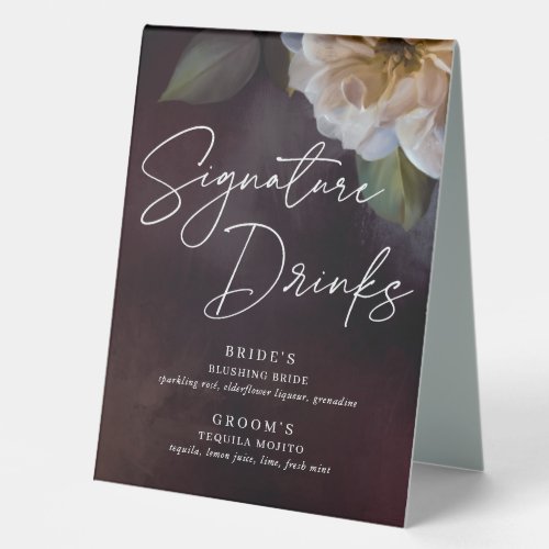 Midnight Garden Signature Drink Menu Wedding Sign