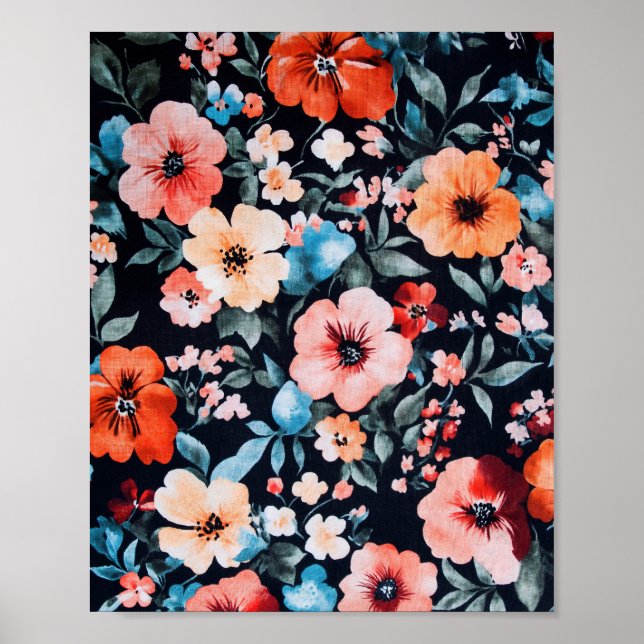 Midnight Garden Symphony Print | Bold Floral Art (Front)