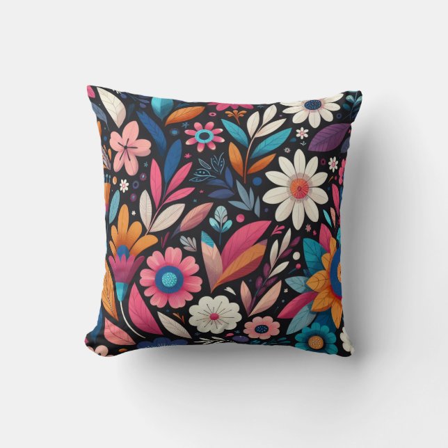 Midnight Garden Throw Pillow (Front)
